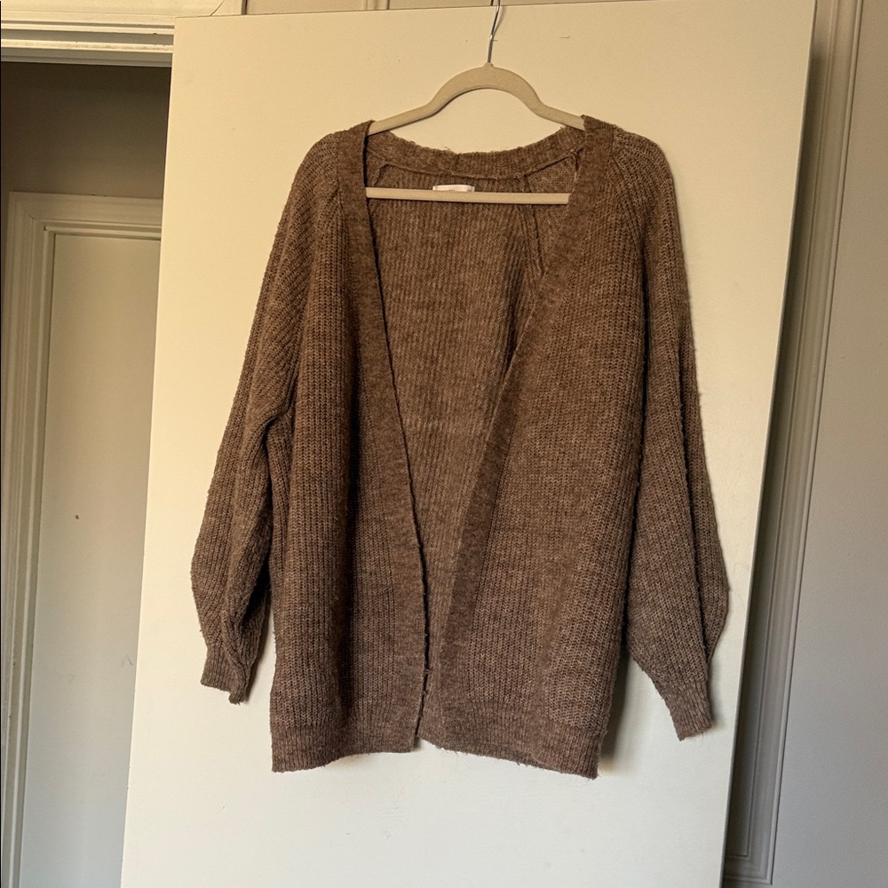 LC Lauren Conrad Open-Front Brown Cardigan